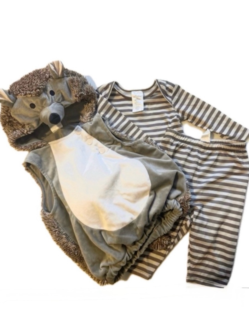 Hedgehog Baby Costume 0-6m with Striped Shirt Pant Outfit 3pc